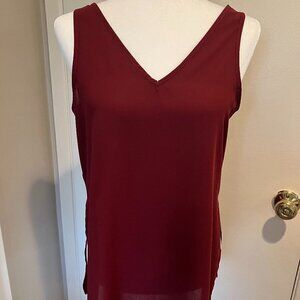 Japna Burgundy lace up back loose tank Size Small